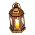 12pc LED Flameless Candle Lantern Bronze Glass Holder Wedding Party Decor