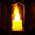 12pc LED Flameless Candle Lantern Bronze Glass Holder Wedding Party Decor