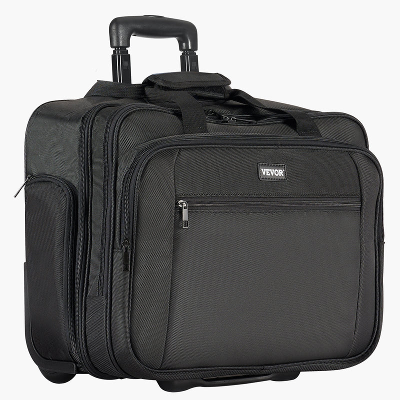 VEVOR Rolling Laptop Bag 43.94cm Wheeled Computer Carry Black