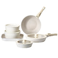 17 Piece Nonstick Induction Cookware Set Detachable Handle White