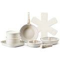 17 Piece Nonstick Induction Cookware Set Detachable Handle White