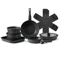 17pc Granite Nonstick Cookware Set Detachable Handle Induction Oven Safe