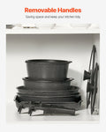 17pc Granite Nonstick Cookware Set Detachable Handle Induction Oven Safe