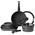 17pc Granite Nonstick Cookware Set Detachable Handle Induction Oven Safe