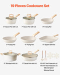 19 Piece Granite Nonstick Cookware Set Induction White
