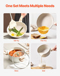 19 Piece Granite Nonstick Cookware Set Induction White
