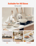 19 Piece Granite Nonstick Cookware Set Induction White