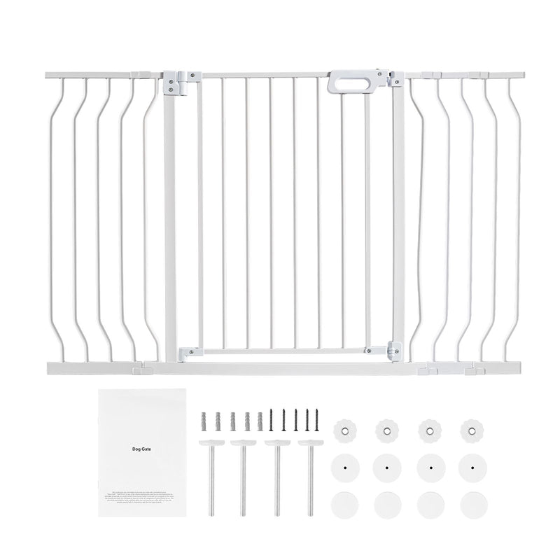 Baby Gate, 749-1346 mm Extra Wide, 762 mm High, Dog Gate for Stairs Doorways and House, Easy Step Walk Thru Auto Close Child Gate Pet Security Gate with Pressure Mount and Wall Mount Kit, White