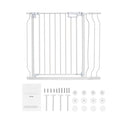Baby Gate, 749-990 mm Extra Wide, 762 mm High, Dog Gate for Stairs Doorways and House, Easy Step Walk Thru Auto Close Child Gate Pet Security Gate with Pressure Mount Kit & Wall Mount Kit, White