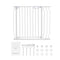 Baby Gate, 749-990 mm Extra Wide, 762 mm High, Dog Gate for Stairs Doorways and House, Easy Step Walk Thru Auto Close Child Gate Pet Security Gate with Pressure Mount Kit & Wall Mount Kit, White