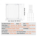 Baby Gate, 749-990 mm Extra Wide, 762 mm High, Dog Gate for Stairs Doorways and House, Easy Step Walk Thru Auto Close Child Gate Pet Security Gate with Pressure Mount Kit & Wall Mount Kit, White