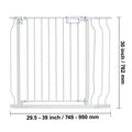 Baby Gate, 749-990 mm Extra Wide, 762 mm High, Dog Gate for Stairs Doorways and House, Easy Step Walk Thru Auto Close Child Gate Pet Security Gate with Pressure Mount Kit & Wall Mount Kit, White