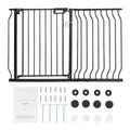 Baby Gate, 749-1229 mm Extra Wide, 762 mm High, Dog Gate for Stairs Doorways and House, Easy Step Walk Thru Auto Close Child Gate Pet Security Gate with Pressure Mount and Wall Mount Kit, Black