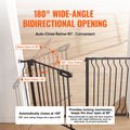 Baby Gate, 749-1229 mm Extra Wide, 762 mm High, Dog Gate for Stairs Doorways and House, Easy Step Walk Thru Auto Close Child Gate Pet Security Gate with Pressure Mount and Wall Mount Kit, Black