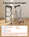 Folding Step Ladder 3 Step 150kg Capacity Aluminum Anti-Slip Pedal
