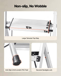 Folding Step Ladder 3 Step 150kg Capacity Aluminum Anti-Slip Pedal