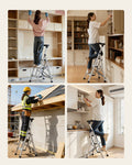 Folding Step Ladder 3 Step 150kg Capacity Aluminum Anti-Slip Pedal