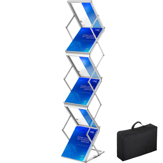 Literature Rack 6 Pocket Aluminum Pop Up Catalog Magazine Holder Stand