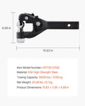 Pintle Hook 7256kg 50.4mm Hitch Military Receiver Black Powder