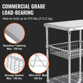 3 Tier Wire Rolling Cart 213kg Steel Storage Trolley Wheels Hooks