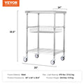 3 Tier Wire Rolling Cart 213kg Steel Storage Trolley Wheels Hooks