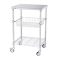 3 Tier Wire Rolling Cart 213kg Steel Storage Trolley Wheels Hooks