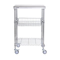 3 Tier Wire Rolling Cart 213kg Steel Storage Trolley Wheels Hooks