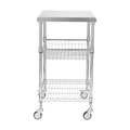 3 Tier Wire Rolling Cart 213kg Steel Storage Trolley Wheels Hooks