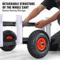 Beach Fishing Cart, 91 kg Load Capacity, Fish and Marine Cart with Two 275 mm Big Wheels Rubber Balloon Tires for Sand, Heavy-Duty Steel Pier Wagon Trolley with 7 Rod Holders for Fishing, Picnic