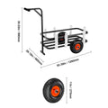 Beach Fishing Cart, 91 kg Load Capacity, Fish and Marine Cart with Two 275 mm Big Wheels Rubber Balloon Tires for Sand, Heavy-Duty Steel Pier Wagon Trolley with 7 Rod Holders for Fishing, Picnic