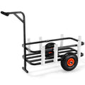 Beach Fishing Cart, 91 kg Load Capacity, Fish and Marine Cart with Two 275 mm Big Wheels Rubber Balloon Tires for Sand, Heavy-Duty Steel Pier Wagon Trolley with 7 Rod Holders for Fishing, Picnic