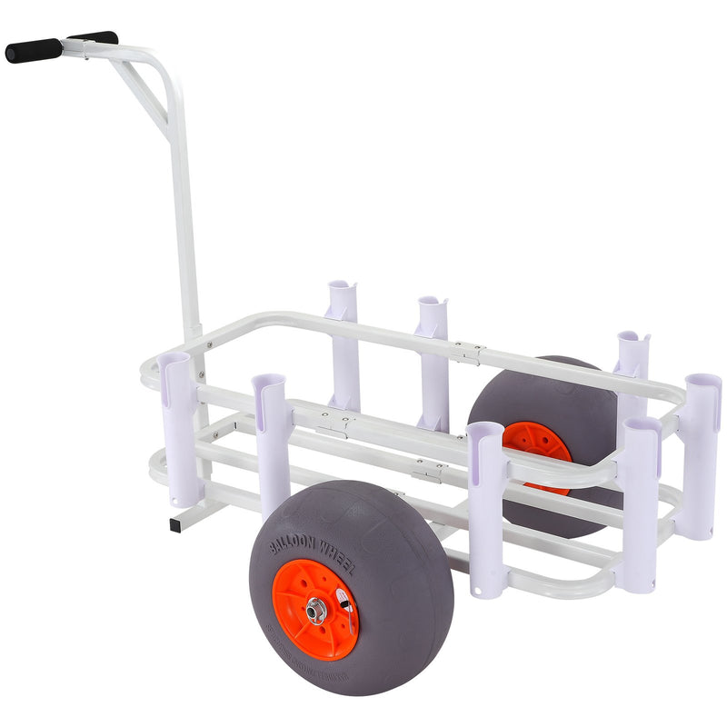 Beach Fishing Cart 136kg 330mm Wheels 8 Rod Holders Trolley