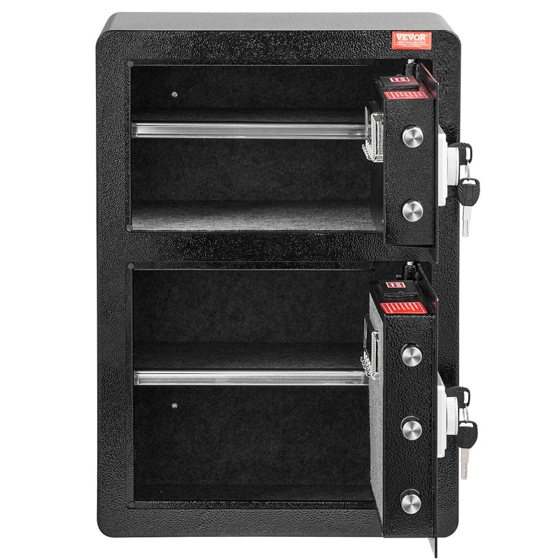 Double Door Safe Box 3.5cu.ft Fireproof Key Lock Black