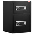 Double Door Safe Box 3.5cu.ft Fireproof Key Lock Black