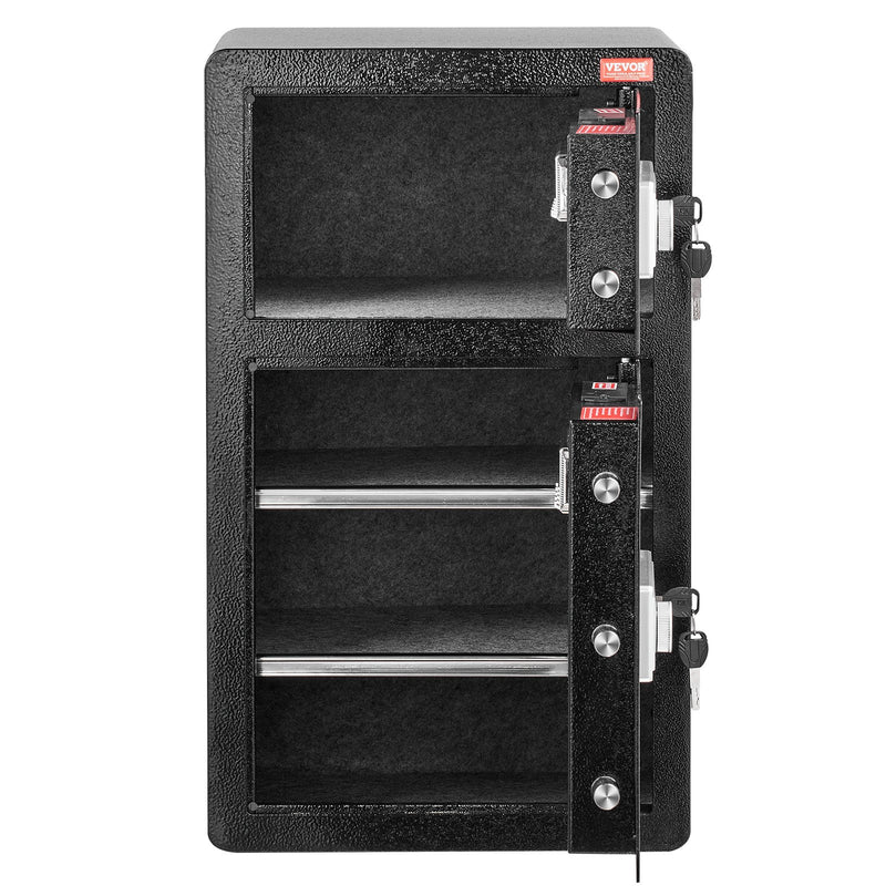 Double Door 4.5cu.ft Safe Box Key Lock Password LED Light Black
