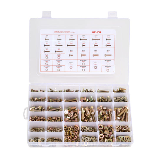 906pc Metric Bolts Nuts Screws Washers Assortment Kit M4-M8 Grade 8.8