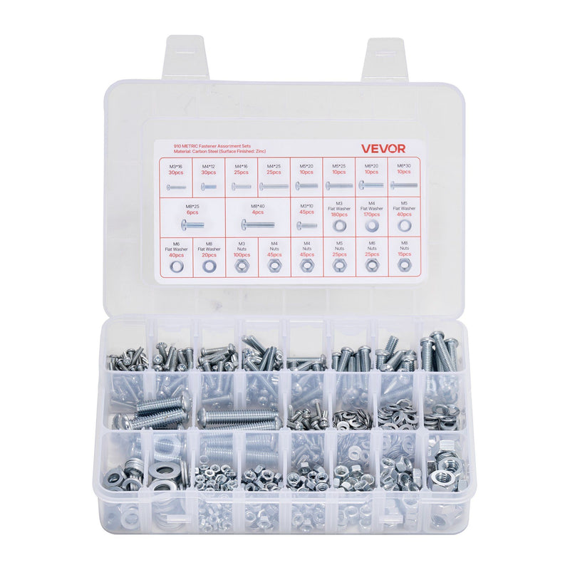 Bolts Nuts Screws Washers Assortment 2250pc M3-M8 Metric Imperial