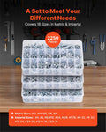Bolts Nuts Screws Washers Assortment 2250pc M3-M8 Metric Imperial