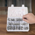 246pc Stainless Steel Bolts Nuts Washers Assortment Kit Case
