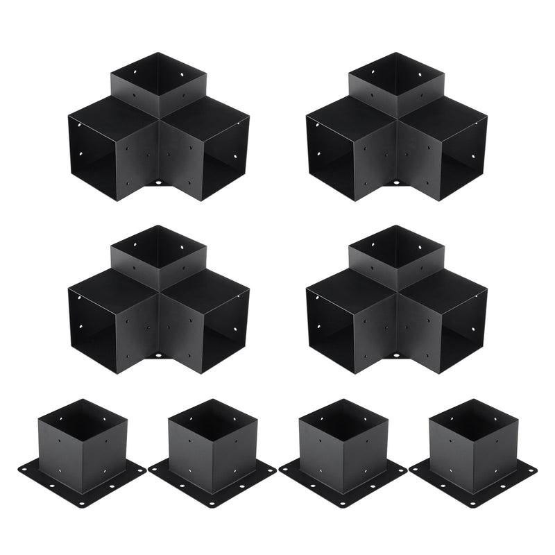 Pergola Bracket Kit 8pcs 152.4mm 3-Way Heavy Duty Corner Post Base