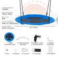 Tree Swing, 40 Inch Saucer Swing, 750lbs Weight Capacity, 900D Oxford Fabric Swing Seat with 2 Tree Hanging Straps and Adjustable Multi-Strand Ropes, Round Swing for Kids Outdoor, Blue