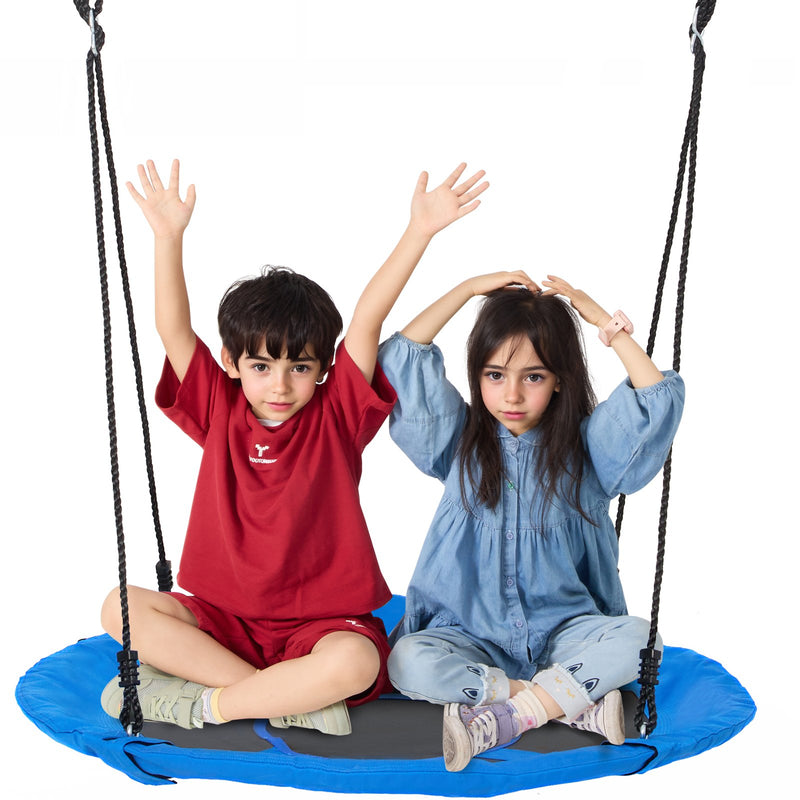 40 Inch Saucer Swing 750lbs Capacity Blue Outdoor Kids Tree Swing