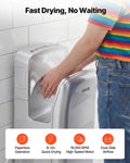 Vertical Hand Dryer HEPA Filter 19000 RPM Dual Airflow Silver