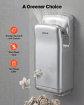 Vertical Hand Dryer HEPA Filter 19000 RPM Dual Airflow Silver