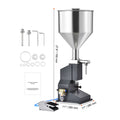 Pneumatic Paste Liquid Filling Machine, 5-50ml Bottle Filler, Bottle Filling Machine, Stainless Steel Liquid Filler with Pedal for Milk Water Juice Essential Oil Shampoo Cosmetic Honey Lotion
