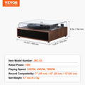 Bluetooth Vinyl Record Player 3-Speed Turntable 10W Speakers
