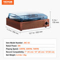 Bluetooth Vinyl Record Player 3-Speed Turntable 5W Speakers