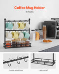 Coffee Mug Holder 16 Hooks Countertop Cup Rack with Storage Base