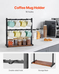 Coffee Mug Holder 16 Hooks Countertop Cup Rack Wood Storage Base