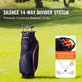 Golf Cart Bag with 14 Way Organizer Divider Top, 36” 13 Pockets Premium Cart Bag, Durable 600D Polyester Fabric Golf Bags with Handles & Dust Cover & Detachable Straps for Men & Women, Black & Orange